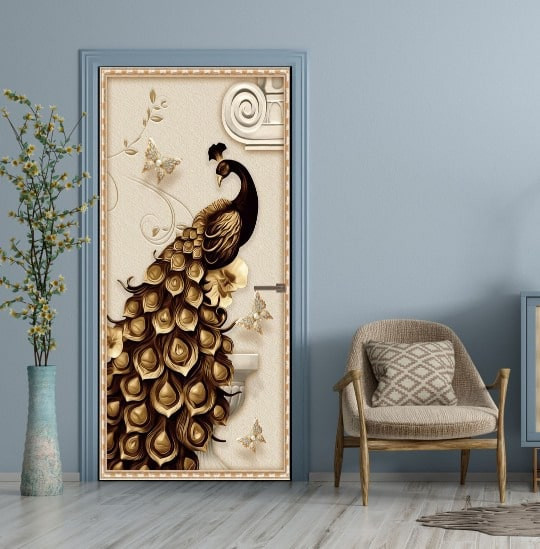 Peacock  Door Wallpaper