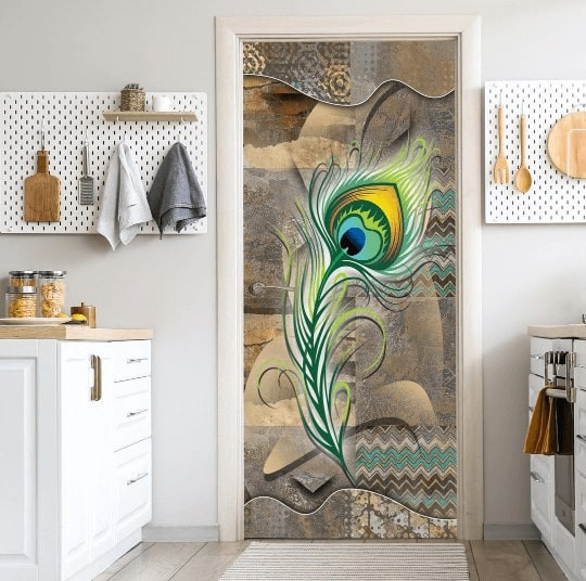 peacock feathers Door Wallpaper